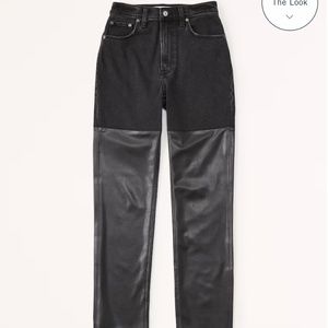 Abercrombie Mixed Fabric Curve Love Ultra High Rise 90s Straight Jean SZ 29 REG